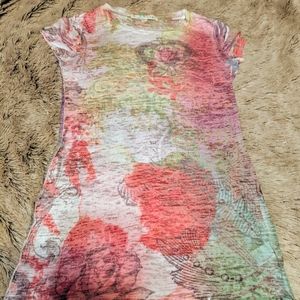 ENERGIE Short Sleeve TOP HEART/FLORAL Sz M